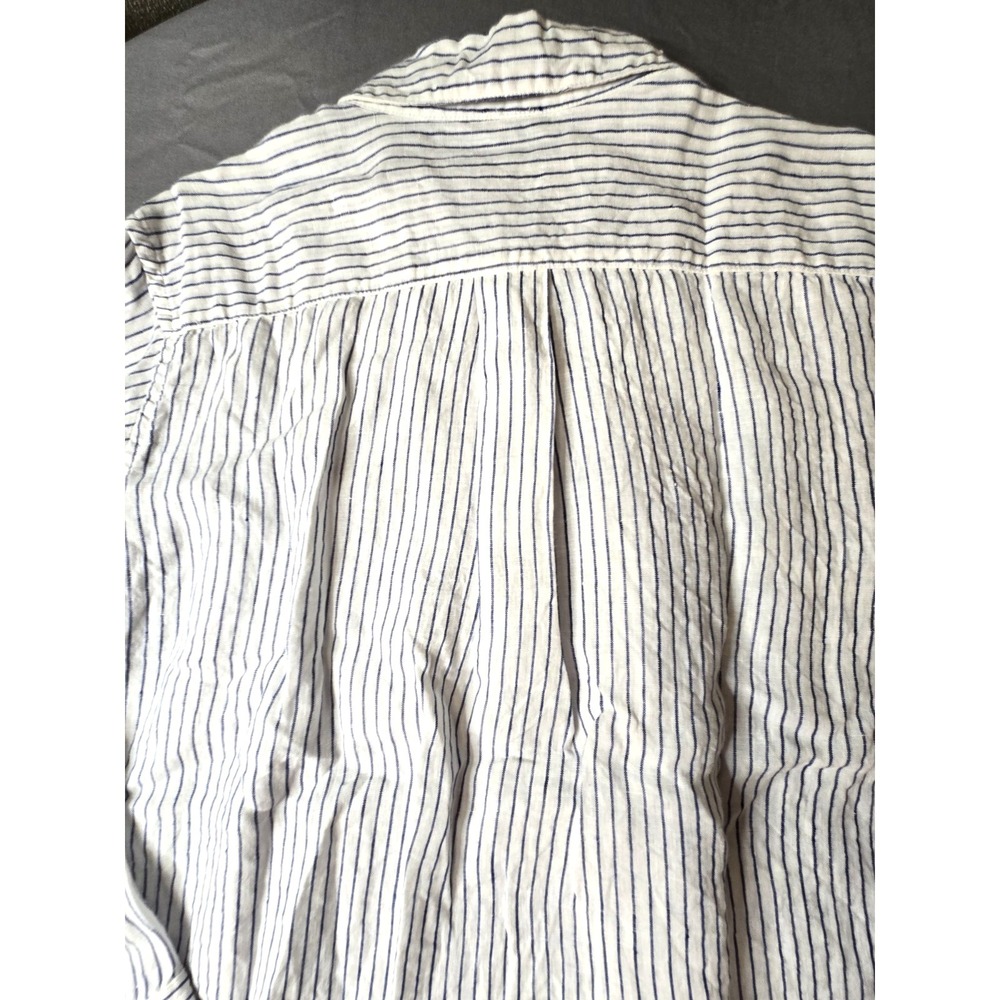 Muji Striped Shirt Women Linen Preppy Cottage Quiet Luxury Minimalist - Picture 16 of 16